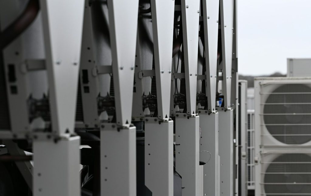 Condenser coils of a rooftop chiller
